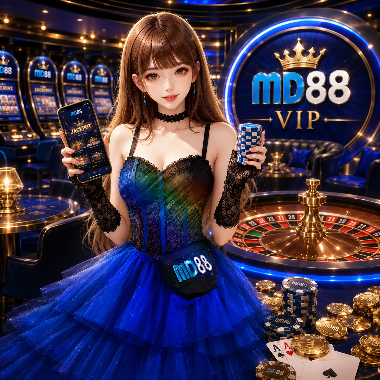 MD88 sports betting and esports banner showing a football match live odds display alongside a esports arena
