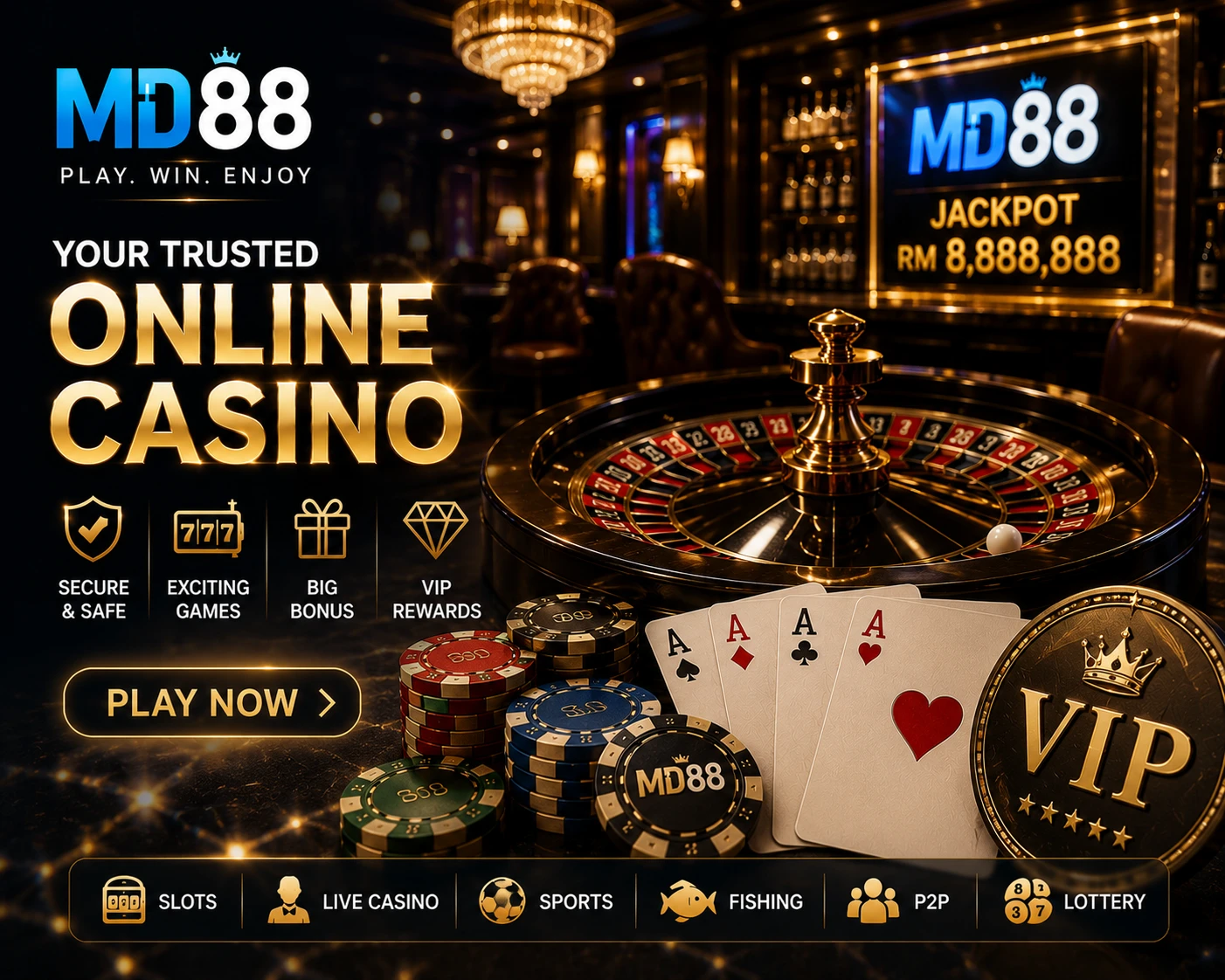 MD88 slots game category thumbnail showcasing a JILI or Golden Empire style game screen