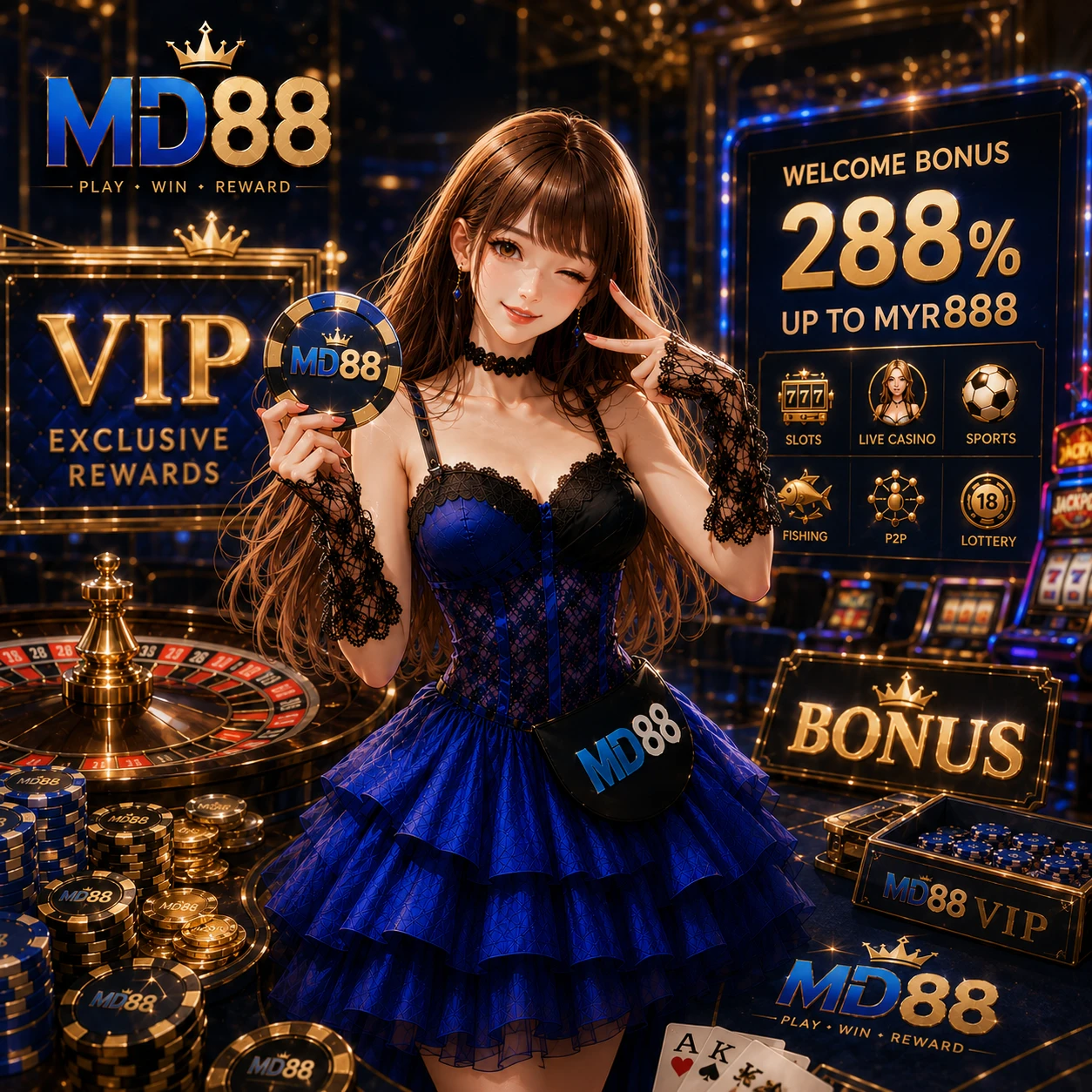 MD88 referral program visual showing a network of connected player icons with peso reward symbols