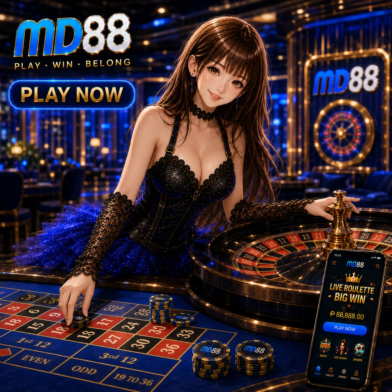 MD88 Android app interface visual